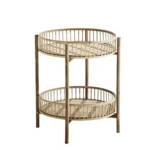 Modern Wood Metal Serving Trolley 2 Tier Wooden Tray Bar Cart Rolling Wine Beverage Cart Kitchen Storage Organizer <b>Rack</b> - Product Image 6