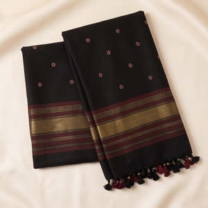 Hand Woven Black <b>Acrylic</b> Wool Shawl Embroidered Ethnic Style with <b>Mirror</b> Work and Printing Pattern Made From Polyester - Product Image 5