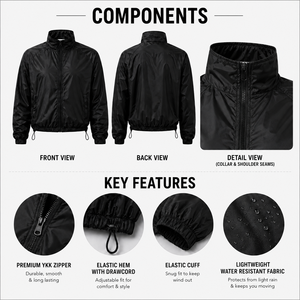 Jogging Active Wear Polyester Cropped Windbreaker <b>Jacket</b> Private Label OEM - Product Image 3