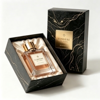 Boîte cadeau rigide noire personnalisée, boîte rigide en papier double couche avec doublure en satin pour l'emballage de parfums