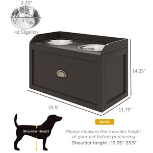 Stazione di Alimentazione per Cani Pieghevole di Grande Capacità con Cassetto Portaoggetti da 21L e 2 Ciotole in Acciaio Inox Rialzate - Product Image 3