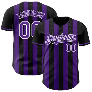 Maillot de baseball sportif personnalisé noir et violet, imprimé, manches courtes, unisexe, 100% polyester, léger, respirant, toutes saisons - Product Image 5
