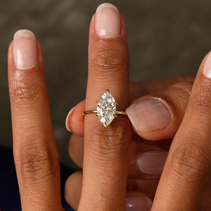 Women's Yellow Gold Marquise Cut Diamond Engagement Ring Classic Style Natural <b>Stone</b> - Product Image 6