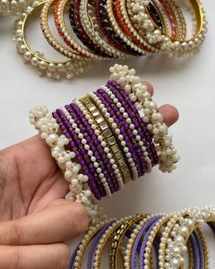 ชุดกำไลข้อมือทองชุบโลหะผสมสำหรับผู้หญิง งานฝีมือแบบดั้งเดิม ประดับมุกเทียมและคริสตัลลายดอกไม้ ชูรียัน เครื่องประดับงานแต่งงาน - Product Image 6