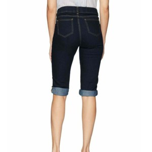 Shorts en jean taille haute premium pour femme, coupe skinny, délavé foncé, boutonnage frontal, couleur unie, décontracté d'été, longueur courte, tissu extensible - Product Image 6
