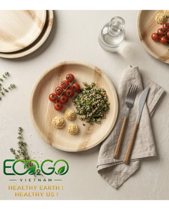 Platos 100% Naturales de Hoja de Palma de Areca |   Vajilla Desechable Ecológica Sin Plástico con Aspecto de Madera |   Vajilla sin químicos - Product Image 2