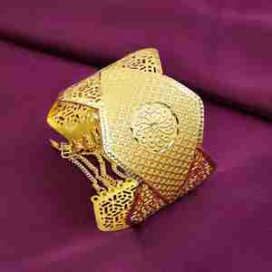 Wholesale 14K 18K 24K Dye Gold Plated Wide Cuff <b>Kada</b> Bracelet, Fashion Jewelry, Traditional <b>Kada</b> Design, Brass Cuff <b>Kada</b> Bangle. - Product Image 1