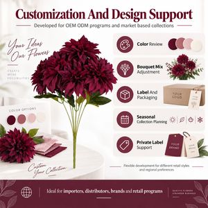 Bouquet de Dahlias Artificiels Bourgogne Florystyka Funeralna en Gros, Multi-têtes, <span class=keywords><strong>pour</strong></span> Décoration de Vase et Vente au Détail Saisonnier - Product Image 2