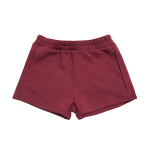 Shorts de sport pour enfants et tout-petits, couleur bordeaux, taille élastique, séchage rapide, respirant, poches latérales, cordon de serrage, uni, pour garçons - Product Image 1