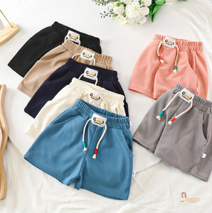 Shorts décontractés 100 % coton pour garçons, taille élastique, motif dessin animé élégant, idéal pour la plage - Product Image 1