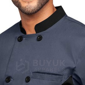 Veste de chef à manches longues avec boutons, anti-taches, respirante, légère, en polyester/coton, tenue culinaire, équipement de travail professionnel pour la cuisine - Product Image 3