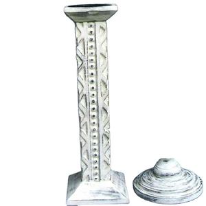 Portavelas de pilar de madera de mango ecológico de alta calidad tallado a mano diseño grabado rústico para el hogar sala de estar Cocina - Product Image 1