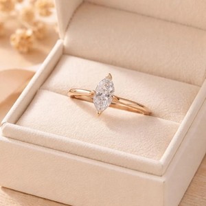 Bague de fiançailles en or massif 10K 14K 18K avec diamant de laboratoire de forme marquise néerlandaise, couleur DEF, clarté VS VVS, certifiée IGI, style cluster - Product Image 5