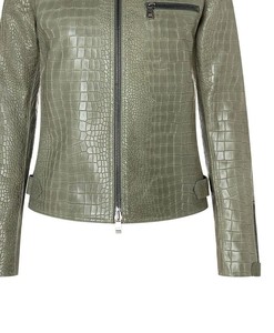 Chaqueta de Cuero de Oveja con Grabado de Cocodrilo de Alta Calidad para Mujer, Chaqueta de Motera Vintage, Logotipo Personalizado, Venta al Por Mayor de Fábrica - Product Image 6