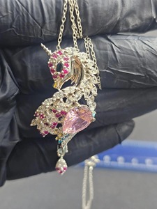 Pendentif licorne en moissanite, argent 925, avec zircon rose et pierres multicolores, charme animal mignon pour femme, cadeau - Product Image 3