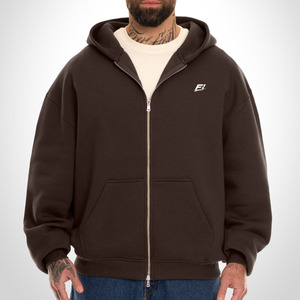 Sweat-shirts à capuche zippés en molleton de coton 500 GSM surdimensionnés, imprimés sur mesure, design graphique streetwear, poids lourd, vente en gros, fabricant - Product Image 5