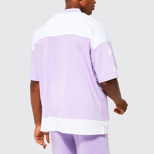 เสื้อยืดคอกว้างสีลาเวนเดอร์แขนสั้นสำหรับผู้ชาย พิมพ์ลาย "OFFICIAL 00" ทรงโอเวอร์ไซส์ สไตล์สตรีท ผ้าเจอร์ซีย์ - Product Image 2