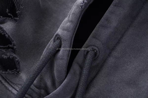 Personnalisé 450gsm français éponge surdimensionné goutte épaule 100% coton pull détresse soleil délavé acide sweat à capuche - Product Image 3