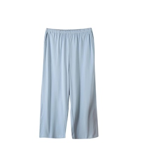 Pantalones de pijama capri para mujer, lisos, con cintura elástica, cómodos, de pierna ancha, capris holgados para descansar, ropa de dormir, pijamas personalizados al por mayor - Product Image 1
