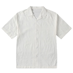 Summer New 100% Pure Linen Top Male Casual Turn-down Collar Clothing Solid Color Pocket Men's Shirts Short Sleeve Shirt for Men - Product Image 1