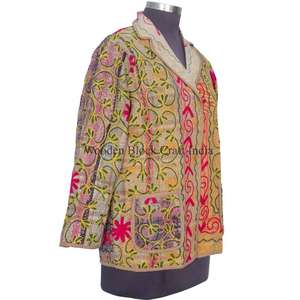 เสื้อแจ็คเก็ตผ้าฝ้ายถักคุณภาพดี ระบายอากาศได้ดี สไตล์วินเทจ คันธา  แบบยูนิเซ็กซ์  ตกแต่งกระดุมด้วยมือ  สำหรับฤดูหนาว ฤดูใบไม้ร่วง ฤดูใบไม้ผลิ แขนยาว - Product Image 4