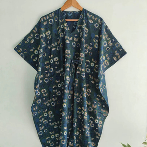 Summer Cotton Hand Block Printed Causal Summer Kaftan Cotton Kaftan Latest Fashion Summer Cover-Up Casual <b>Dress</b> for <b>Plus</b> <b>Size</b> - Product Image 1