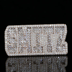 Hip Hop <b>Iced</b> Out 'SMITZ' Custom Name <b>Ring</b> in White Gold Finish Baguette & Round Cut Diamond Bling Letter <b>Ring</b> Rapper JewelryGift - Product Image 1