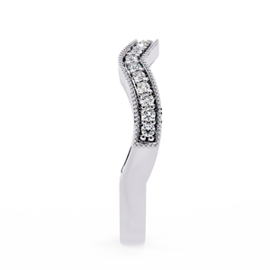 Bague en or blanc avec moissanite taille ovale, alliance de mariage avec accents pavé, bijou de promesse pour femme - Product Image 4