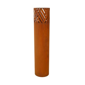 Set of 2 Rust Industrial Design Lantern Columns Outdoor and Indoor Decorative <b>Pillar</b> <b>Lights</b> for Garden Includes Lanterns - Product Image 4