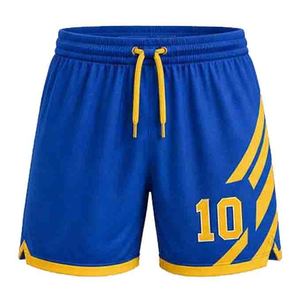 Shorts de football violets avec cordon de serrage, pantalons courts d'entraînement sportif, numéros d'équipe sublimés, vêtements de sport - Product Image 6