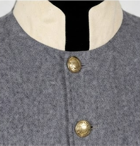 Abrigo de Lana Gris para Hombre, Estilo Confederado, para Reenactment Histórico, Cuello Alto, Cierre de un Solo Botón - Product Image 6