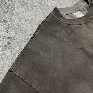 เสื้อเชิ้ตทรงบ็อกซี่โอเวอร์ไซส์แบบสั่งทำพิเศษ ลายวาฟเฟิล พิมพ์ลายดิจิทัลแบบทำเก่า ซ้อนสองชั้น แขนยาว ล้างสีแบบแอซิดวอช สไตล์วินเทจ - Product Image 5