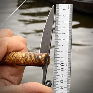 Handmade Folding Knife | Early Medieval Viking Style Pocket Knife | Carbon Steel Blade & Maple Handle - Product Image 3