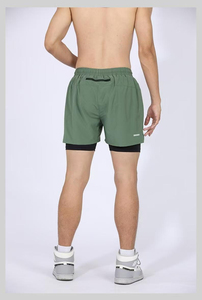 Wholesale Quick Dry Men Double <b>Layers</b> Shorts Lightweight Sport Two <b>Layers</b> Shorts Polyester Breathable 2 Pieces Running Shorts - Product Image 5