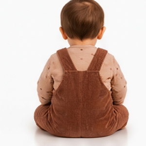 Conjunto de overoles de pana unisex para bebé al por mayor, mono de manga larga con broche de botón y pantalones con pechera bordados de oso lindo para infantes - Product Image 6