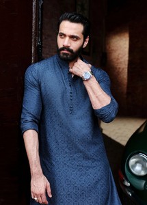 Chemise à manches longues pour homme, 100% coton, col mandarin, imprimé floral, tissée, popeline décontractée, bleu marine, pour tous les jours - Product Image 2
