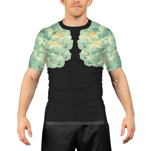 เสื้อรัดกล้ามเนื้อสำหรับ MMA BJJ แบบ OEM ออกแบบเองได้ พิมพ์ลายแบบ Sublimation แขนสั้น ยูนิเซ็กซ์ คุณภาพสูง สำหรับกีฬา Grappling - Product Image 4