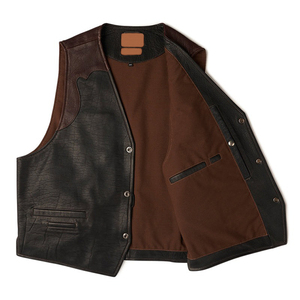 Wholesale Men's Winter Leather Vest with Custom Logo Printing OEM Service Customizable Color & Design Leather Vest With OEM - Product Image 3