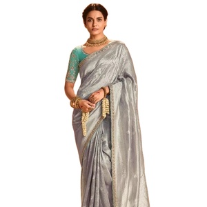 Collection de Sarees pour Femmes ZARI en Tissu de Soie Multicolore avec Broderie Lourde et Dentelle Imprimée Numérique - Product Image 1