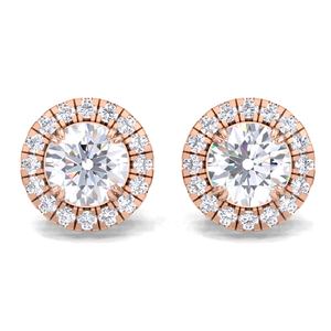 IGI Certified Lab Grown Diamond Double Halo <b>Stud</b> <b>Earrings</b> 14K <b>Gold</b> Round Diamond Cluster Halo <b>Studs</b> - Product Image 4