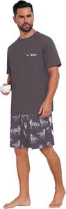 Conjunto de Pijama de Verano para Hombre, Estampado de Lobo, Algodón, Camiseta de Manga Corta con Pantalones Cortos, Diseño Animal, Tejido de Punto - Product Image 6