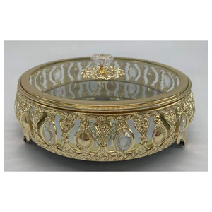 Boîtes à bijoux modernes en verre biseauté en laiton, style européen classique |   Organisateur de bijoux artisanal haut de gamme avec logo couleur personnalisé pour - Product Image 1