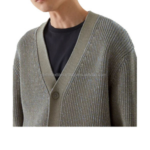 Cárdigan de Punto de Lana/Acrílico de Manga Larga, Color Sólido, Casual, para Otoño/Invierno, con Botones Cubiertos, para Hombre, de la Mejor Calidad, Nueva Llegada - Product Image 5