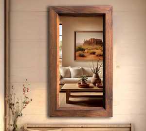 <b>Rectangle</b> Walnut Framed <b>Mirror</b>, Organic Wood, Mid Century Style - Product Image 1