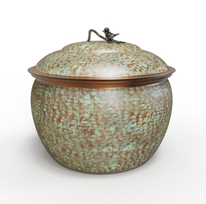 Pot de rangement pour tuyau d'arrosage de jardin en métal résistant aux intempéries, finition antique, décoratif pour l'extérieur, avec couvercle pour patio - Product Image 4