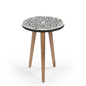 Black and <b>White</b> Bone Inlay MDF Side Table Handmade Hexagonal Bedside <b>Wardrobe</b> Luxury Table Bedroom Accent Furniture - Product Image 6