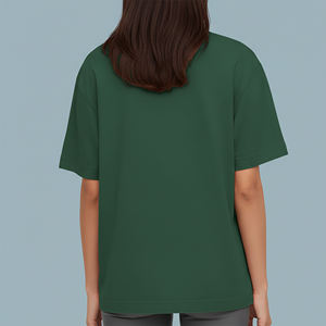 T-shirt en coton vert pour femmes grandes tailles, col rond, coupe ample, logo imprimé, décontracté, manches courtes, jersey respirant, toutes saisons - Product Image 3