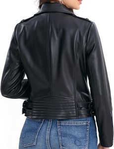 เสื้อแจ็คเก็ตมอเตอร์ไซค์หนังแท้สำหรับผู้หญิง สีน้ำตาล คอตั้ง ปิดด้วยซิป แขนยาว สไตล์ไบค์เกอร์ สำหรับใส่ในฤดูใบไม้ร่วง - Product Image 2