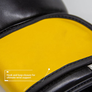 Gants de boxe d'entraînement pour enfants Econex Sports en cuir PU noir et jaune, à doigts entiers, avec fermeture à lacets au poignet, personnalisables - Product Image 4