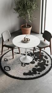 Tapis rond en laine tufté à la main, inspiré des phases lunaires, tendance, pour chambre à coucher, salon et décoration intérieure moderne - Product Image 3